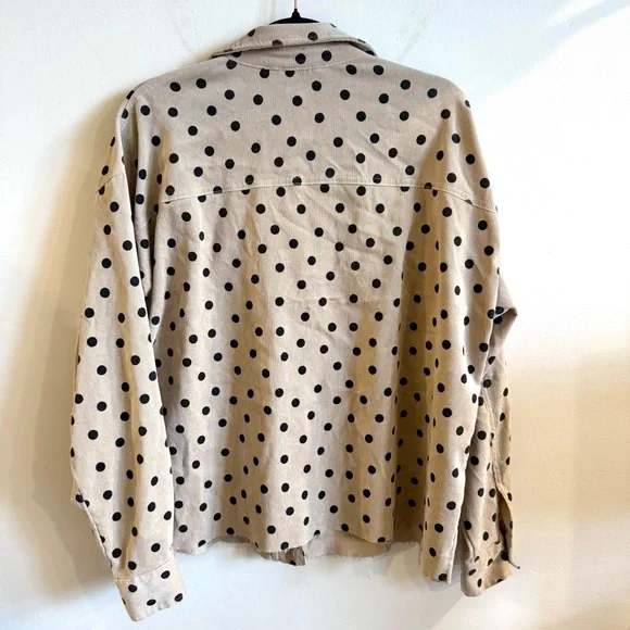Easel Polka Dot Micro Corduroy Shacket - Picture 4 of 7